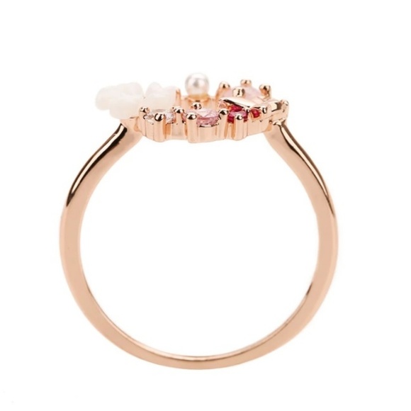 Rose Gold Butterfly‎ Flower Halo Ring - Picture 4 of 8